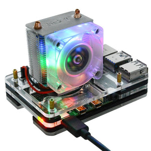 New 52Pi ICE-Tower Cooling Fan V2.0 Super heat dissipation 7 Colours Light 5-Layer Case for Raspberry Pi 4B / 3B / 3B+