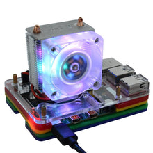 Load image into Gallery viewer, New 52Pi ICE-Tower Cooling Fan V2.0 Super heat dissipation 7 Colours Light 5-Layer Case for Raspberry Pi 4B / 3B / 3B+